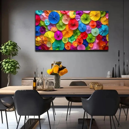 Colorful Umbrella Vibrant Wall Art Canvas Office Home Room Framed 120x60cm