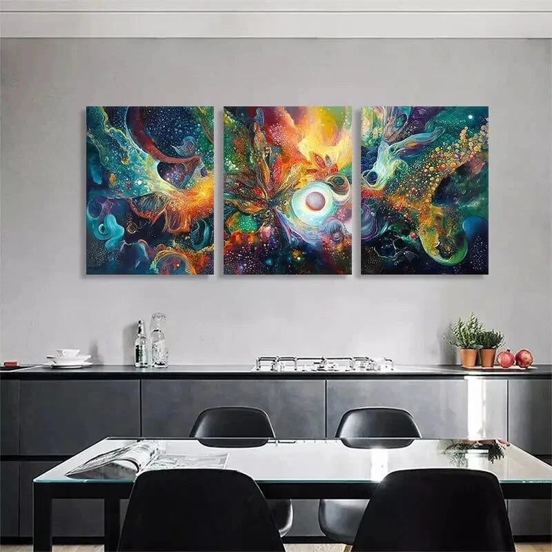 3pcs Cosmic Abstract Explosion Space Perfect Wall Art Set Canvas Framed 60x90cm - High Quality Print 100% Australian Made Wall Canvas Ready to Hang