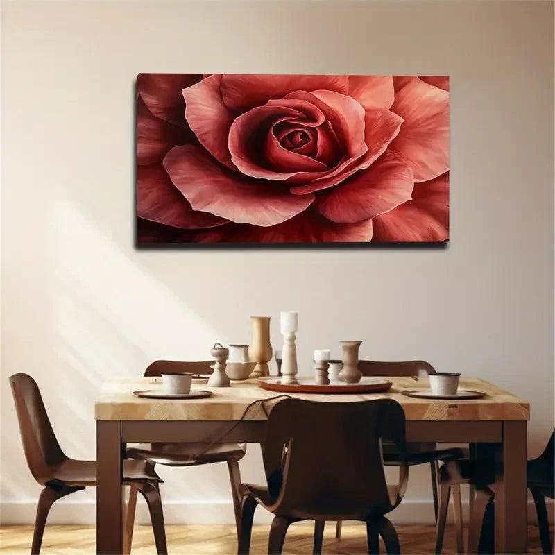 Red Roses With Layered Petals Wall Art Canvas Office Home Room Framed 120x60cm