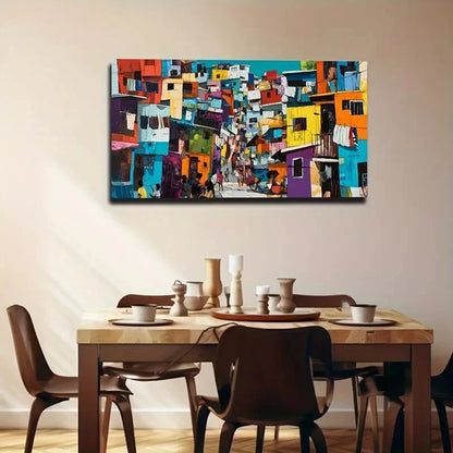 Vibrant Beachside House Wall Art Canvas Office Home Room Framed 120x60cm