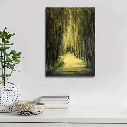 Beautiful Vigorous Willow Forest Painting 40x60cm Metal Print Ready to Hang