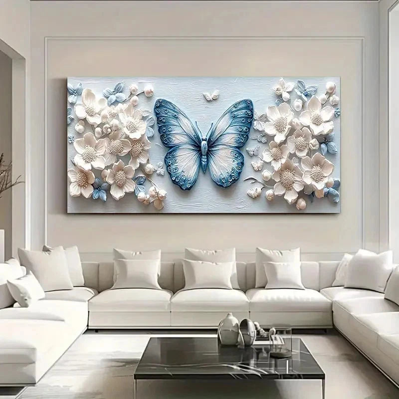 Blue & White Wall Decor Wall Art Canvas Office Home Room Framed 120x60cm