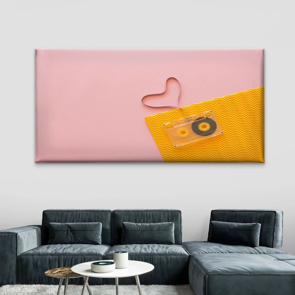 Music Concept With Casette Wall Art Canvas Office Home Room Framed 120x60cm - Bella Home Decor