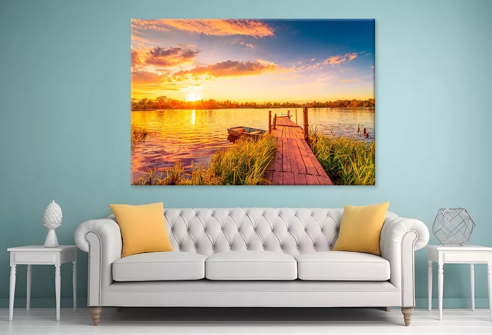 Vibrant Sunset Over The Lake Wall Art Decor 100% Australian Made - Bella Home Decor