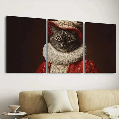 3pcs Retro Cat Comedy Wall Art Set Canvas Framed 60x90cm - High Quality Print 100% Australian Made Wall Canvas Ready to Hang