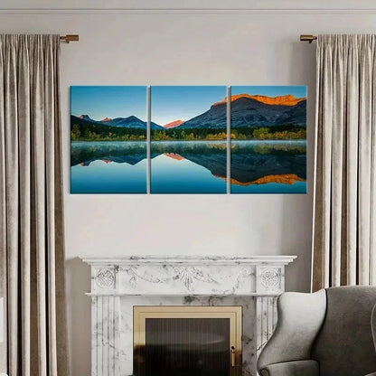 3pcs Lake Mountain Modern Landscape Wall Art Set Canvas Framed 50x70cm - High Quality Print 100% Australian Made Wall Canvas Ready to Hang - Bella Home Decor