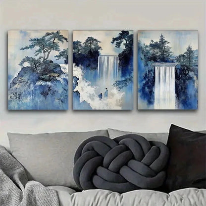 3pcs Waterfalls Pine Trees and Solitary Perfect Wall Art Set Canvas Framed 40x60cm - High Quality Print 100% Australian Made Wall Canvas Ready to Hang - Bella Home Decor