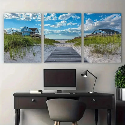3pcs Mid-Atlantic New Jersey Beaches Perfect Wall Art Set Canvas Framed 50x70cm - High Quality Print 100% Australian Made Wall Canvas Ready to Hang