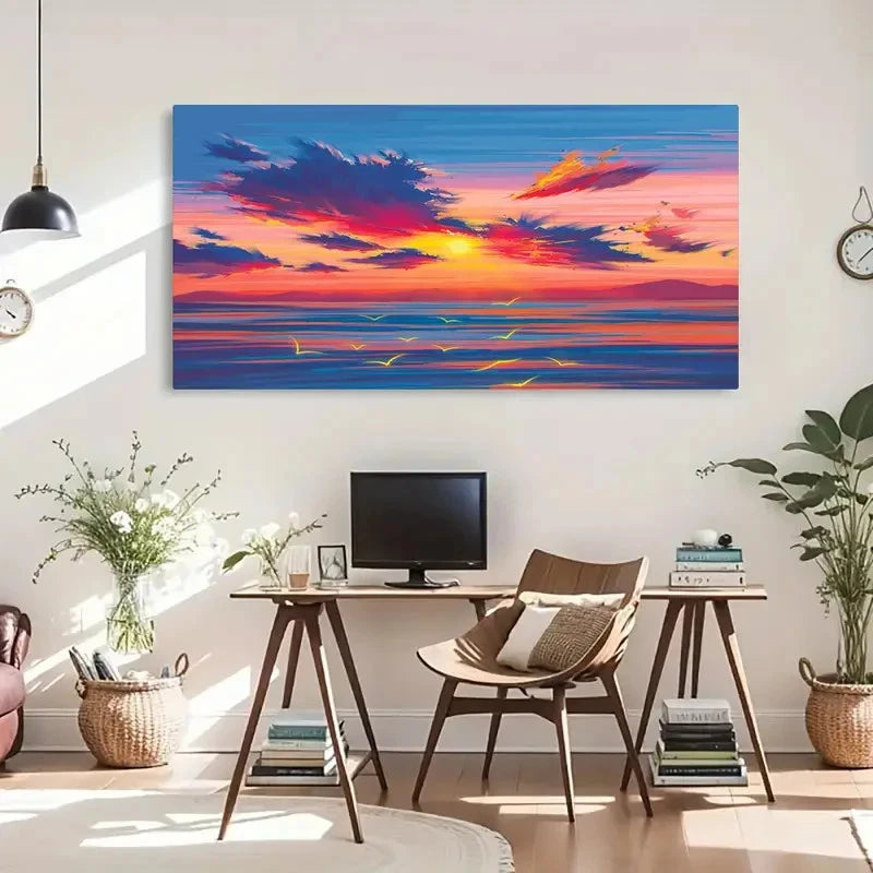 Natural Scenery Morning Sea Wall Art Canvas Office Home Room Framed 120x60cm