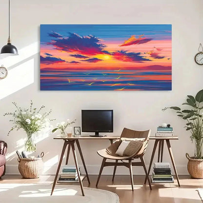 Natural Scenery Morning Sea Wall Art Canvas Office Home Room Framed 120x60cm