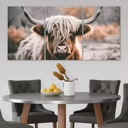 3pcs Highland Cow Wall Art Set Canvas Unframed - High Quality Print 100% Australian Made Wall Canvas