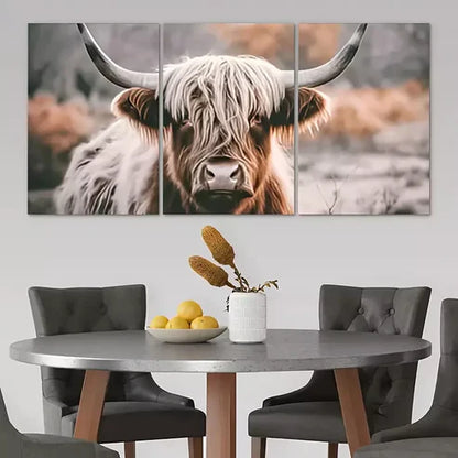 3pcs Highland Cow Wall Art Set Canvas Unframed - High Quality Print 100% Australian Made Wall Canvas