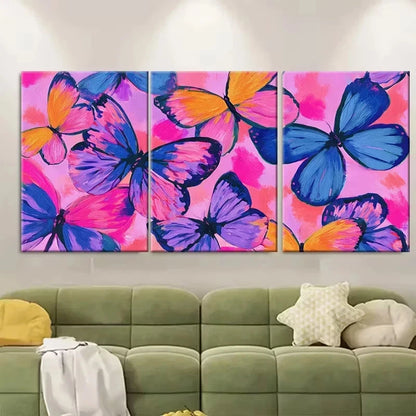 3pcs Pink Girly, Butterfly Coquette Aesthetic Wall Art Canvas Framed 60x90cm - High Quality Print 100% Australian Made Wall Canvas Ready to Hang