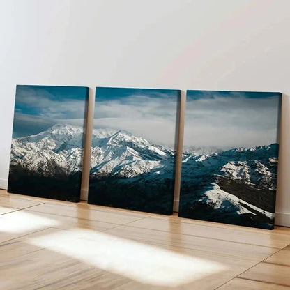 3pcs Snow Mountains on an Ocean Scenery Wall Art Set Canvas Framed 50x70cm - High Quality Print 100% Australian Made Wall Canvas Ready to Hang - Bella Home Decor