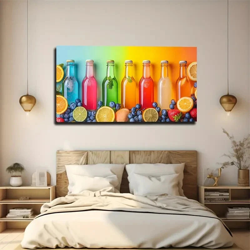 Different Colors Liquid Fruits Wall Art Canvas Office Home Room Framed 120x60cm - Bella Home Decor