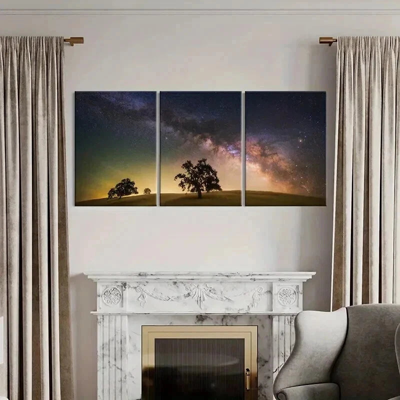 3pcs Desert Starry Sky & Trees Decoration Wall Art Set Canvas Framed 50x70cm - High Quality Print 100% Australian Made Wall Canvas Ready to Hang - Bella Home Decor