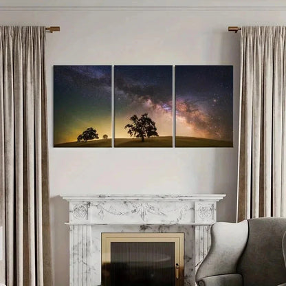 3pcs Desert Starry Sky & Trees Decoration Wall Art Set Canvas Framed 50x70cm - High Quality Print 100% Australian Made Wall Canvas Ready to Hang - Bella Home Decor