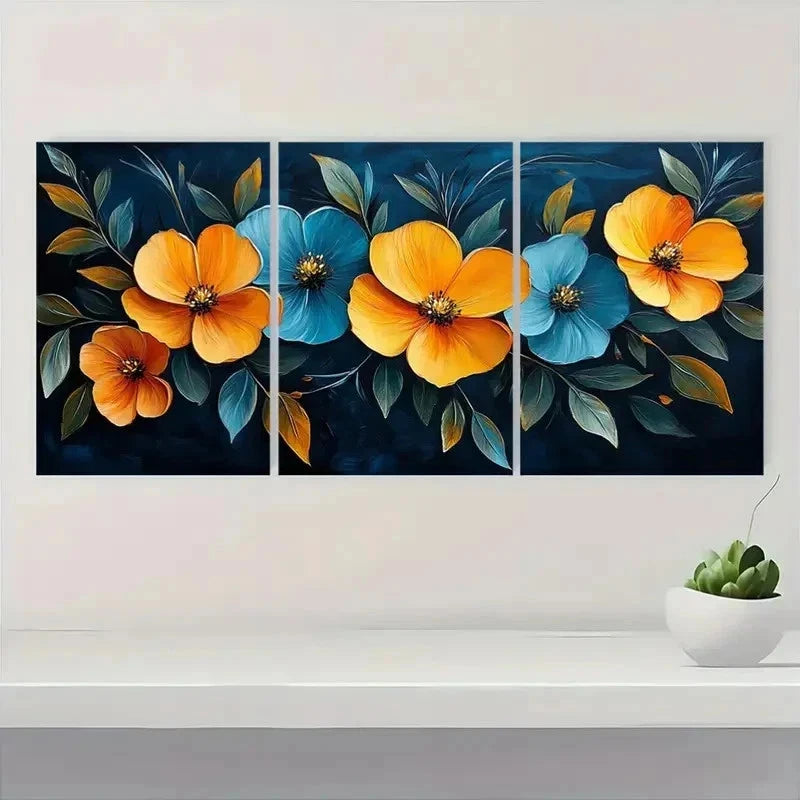 3pcs Tropical Yellow Flower Vibrant Perfect Wall Art Set Canvas Framed 50x70cm - High Quality Print 100% Australian Made Wall Canvas Ready to Hang - Bella Home Decor