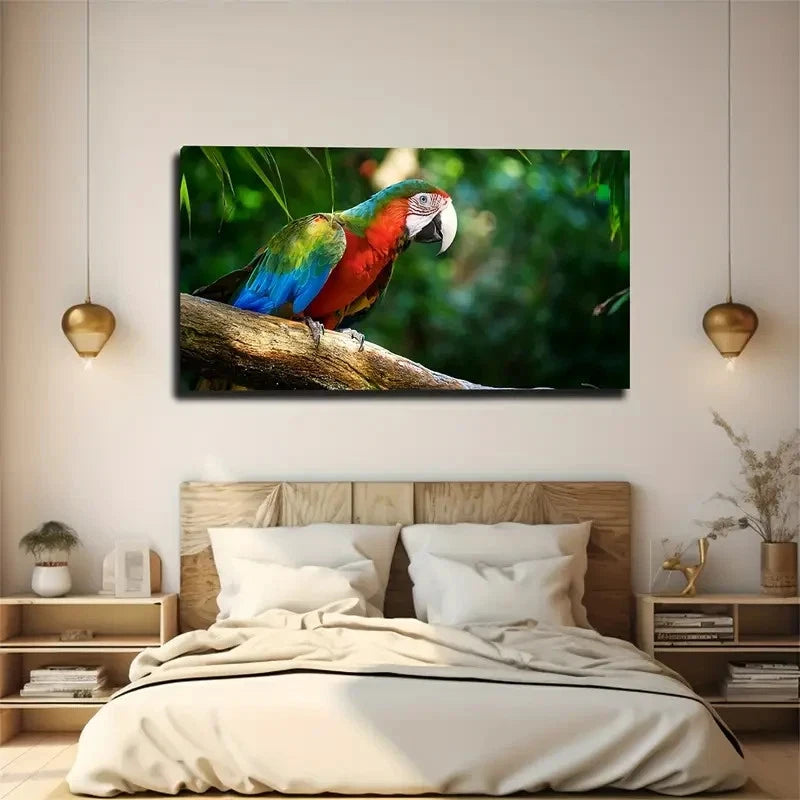 Vibrant Parrot Macaw Wall Art Canvas Office Home Room Framed 120x60cm