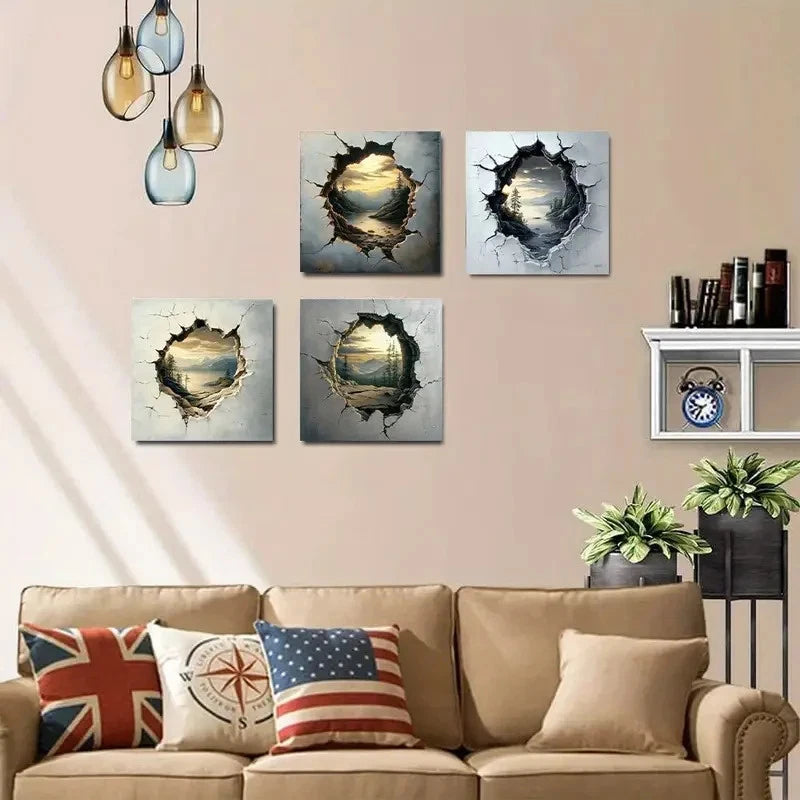 4pcs Theme Elegant Modern Wall Art Canvas Framed