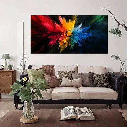 Vibrant Colorful Powder Wall Art Canvas Office Home Room Framed 120x60cm