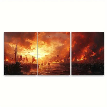 3pcs Epic Fantasy Medieval Battle TY   Wall Art Set Canvas Framed 60x90cm - High Quality Print 100% Australian Made Wall Canvas Ready to Hang
