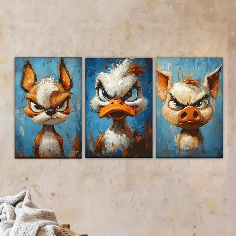 3pcs Birds in Various Colors And Expressions Wall Art Set Canvas Framed 50x70cm - High Quality Print 100% Australian Made Wall Canvas Ready to Hang - Bella Home Decor