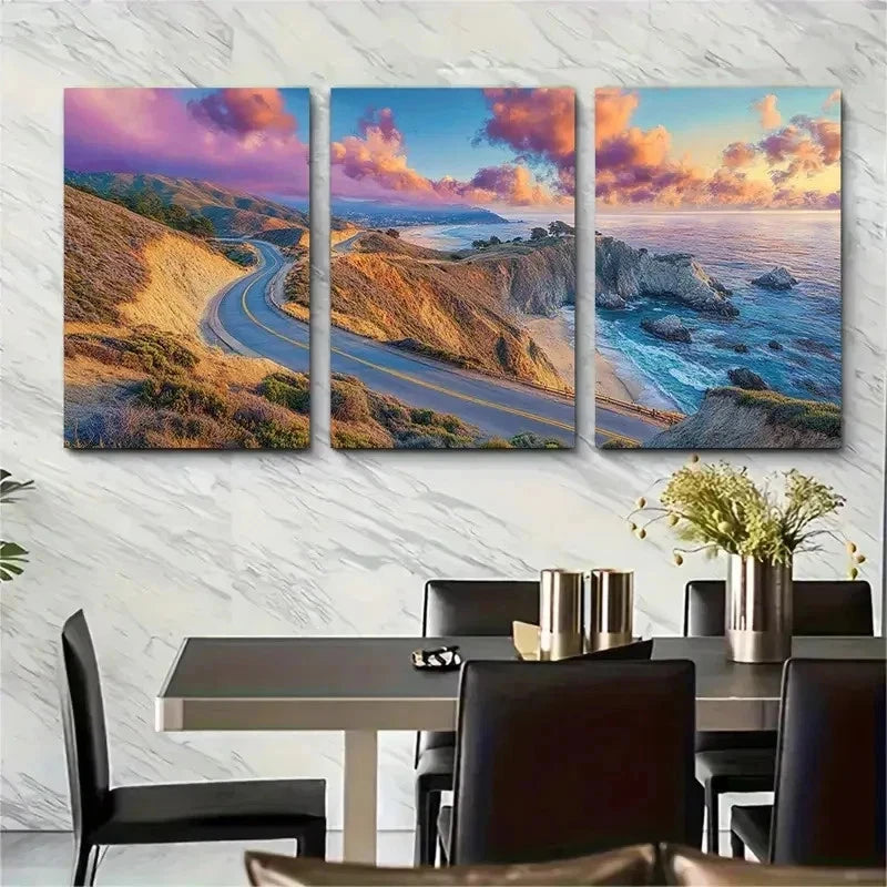 3pcs Golden Nature Scenic Landscape Perfect Wall Art Set Canvas Framed 50x70cm - High Quality Print 100% Australian Made Wall Canvas Ready to Hang - Bella Home Decor
