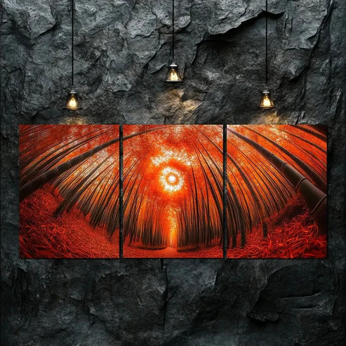 3pcs Autumn Forest Spiraling Down Red Perfect Wall Art Canvas Unframed - High Quality Print 100% Australian Made Wall Canvas - Bella Home Decor