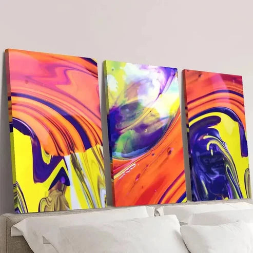 3pcs Abstract Multi Color Liquid Wall Art Canvas Unframed – High Quality Print 100% Australian Made Wall Canvas - Bella Home Decor