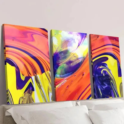 3pcs Abstract Multi Color Liquid Wall Art Canvas Unframed – High Quality Print 100% Australian Made Wall Canvas - Bella Home Decor