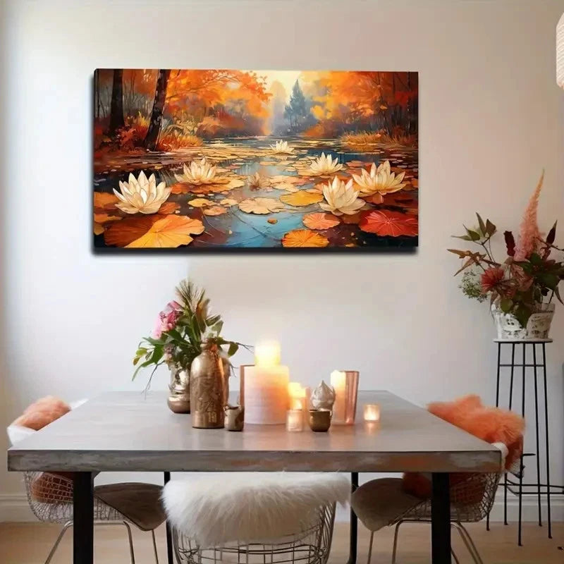 Mysterious For Lotus Pond Wall Art Canvas Office Home Room Framed 120x60cm