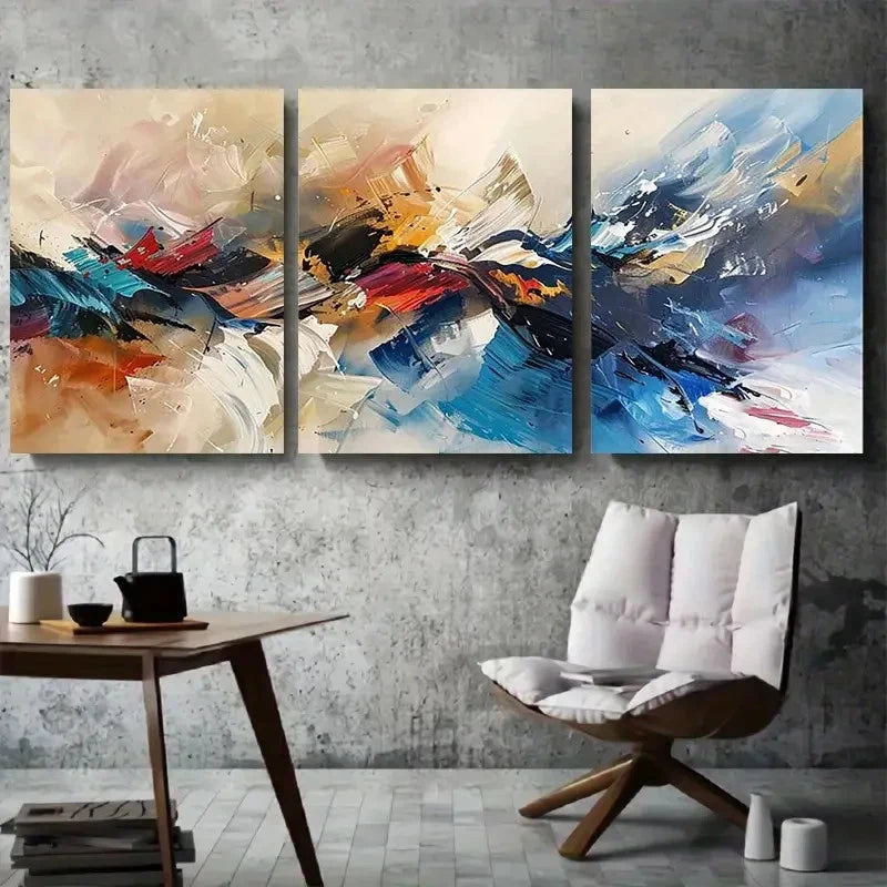 3pcs Abstract Vibrant Colorful Modern Metal Print Ready to Hang Art - Bella Home Decor