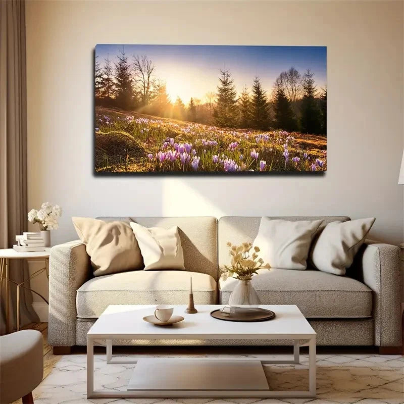 Wildflowers Landscape Wall Art Canvas Office Home Room Framed 120x60cm