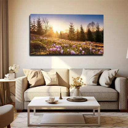 Wildflowers Landscape Wall Art Canvas Office Home Room Framed 120x60cm