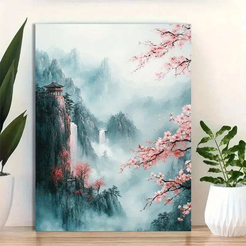 Beautiful Mountain Mist Watercolor Painting 40x60cm Metal Print Ready to Hang - Bella Home Decor