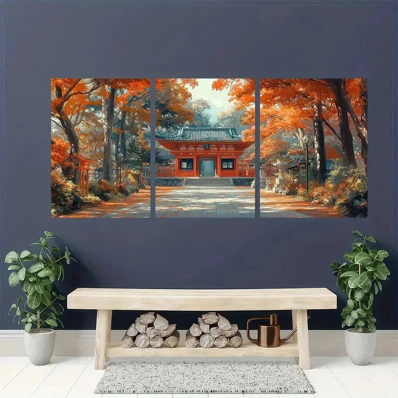 3pcs Kiawes Hausa Ukiyo-E Japanese Perfect Wall Art Set Canvas Framed 50x70cm - High Quality Print 100% Australian Made Wall Canvas Ready to Hang