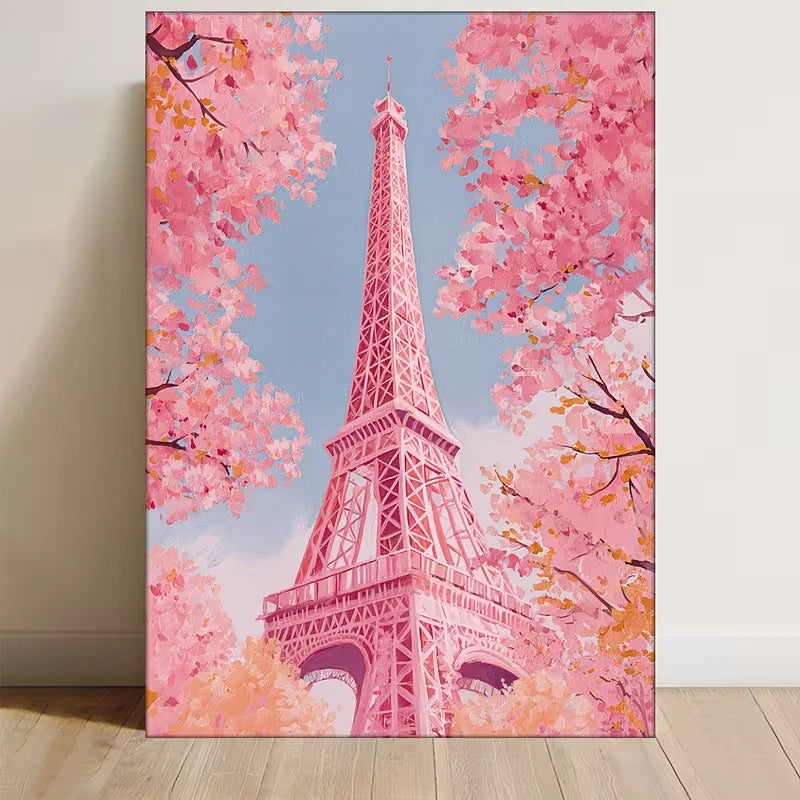 Pink Pastel Parisian Eiffel Tower Metal Print Ready to Hang