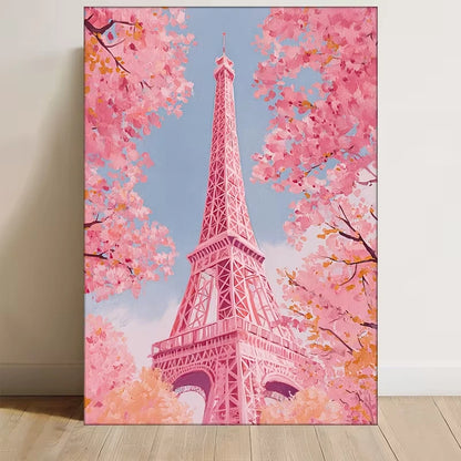Pink Pastel Parisian Eiffel Tower Metal Print Ready to Hang