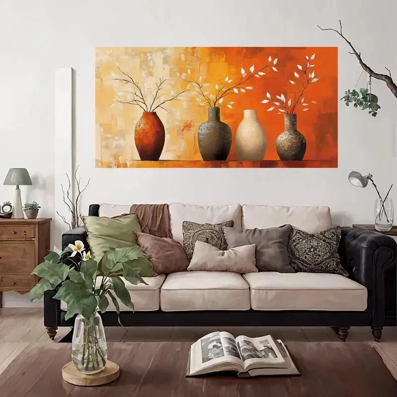 Earthy Tones Flowers Wall Art Canvas Office Home Room Framed 120x60cm