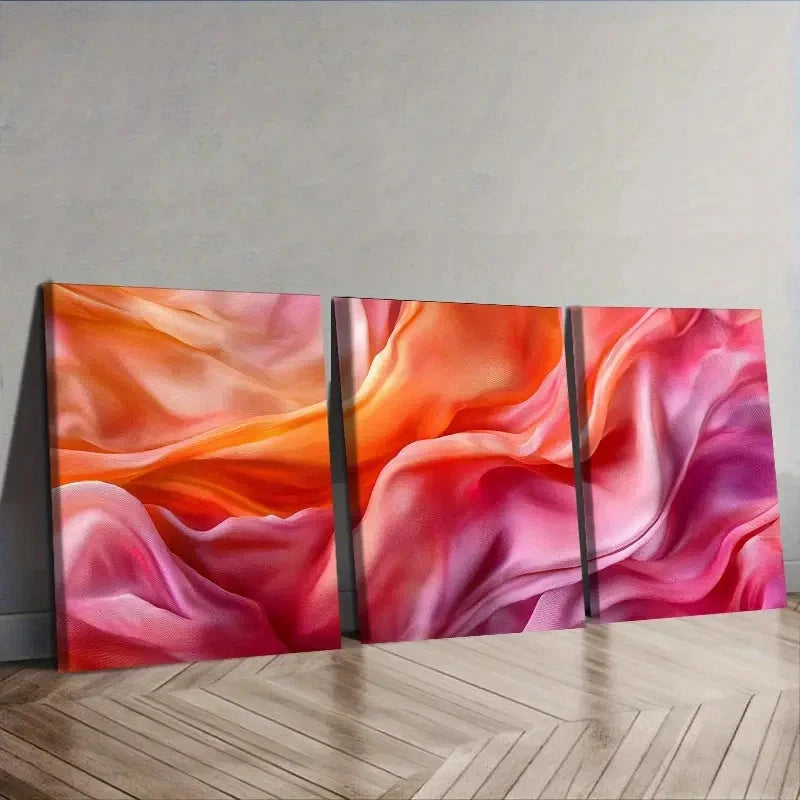 3pcs Flowing silk Wall Art Set Canvas Framed 50x70cm - High Quality Print 100% Australian Made Wall Canvas Ready to Hang - Bella Home Decor