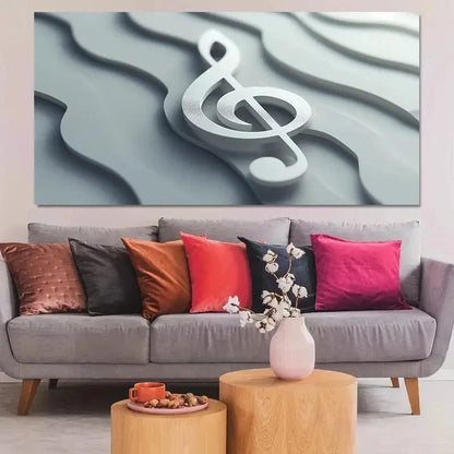 Abstract Treble Clef & Waves Wall Art Canvas Office Home Room Framed 120x60cm
