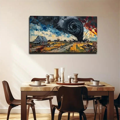 Destructive Tornado Unique Wall Art Canvas Office Home Room Framed 120x60cm