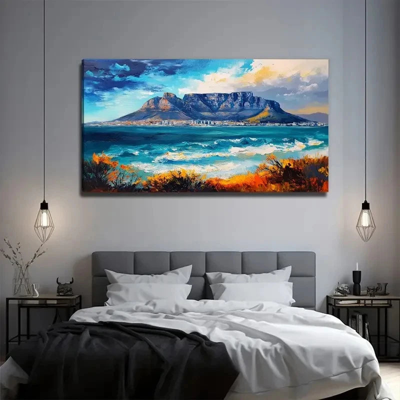 Ocean And Mountain Wall Art Canvas Office Home Room Framed 120x60cm