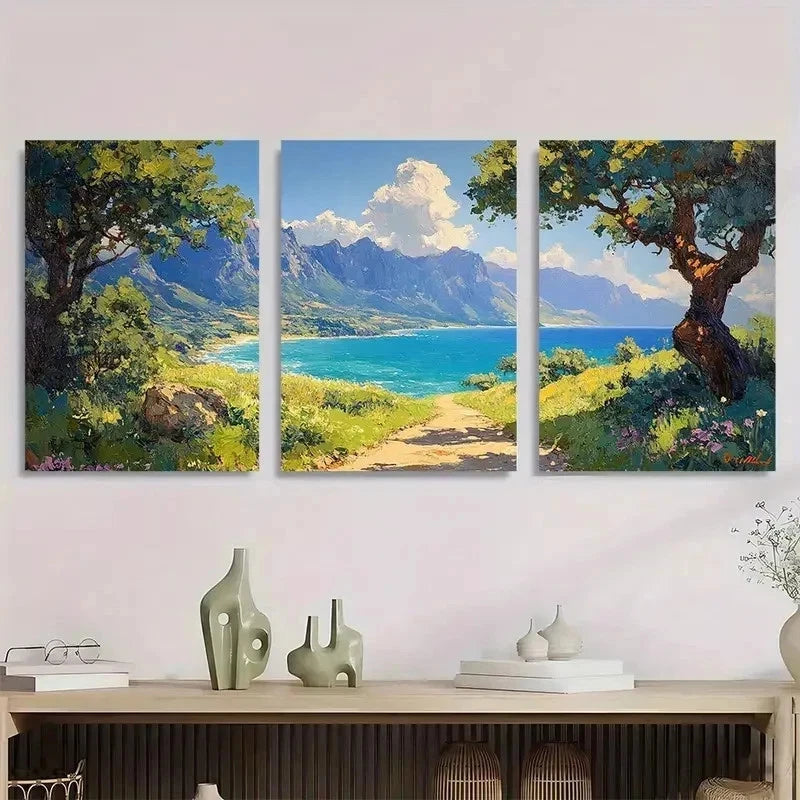 3pcs Extra Hillside Overdo Nature Scene Perfect Wall Art Set Canvas Framed 50x70cm - High Quality Print 100% Australian Made Wall Canvas Ready to Hang