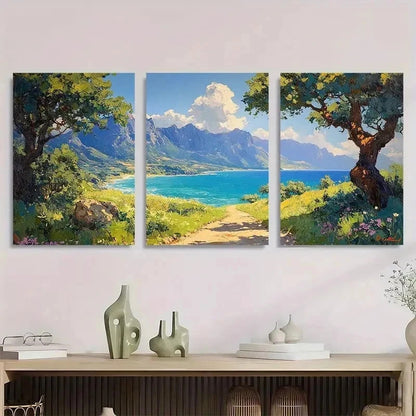 3pcs Extra Hillside Overdo Nature Scene Perfect Wall Art Set Canvas Framed 50x70cm - High Quality Print 100% Australian Made Wall Canvas Ready to Hang