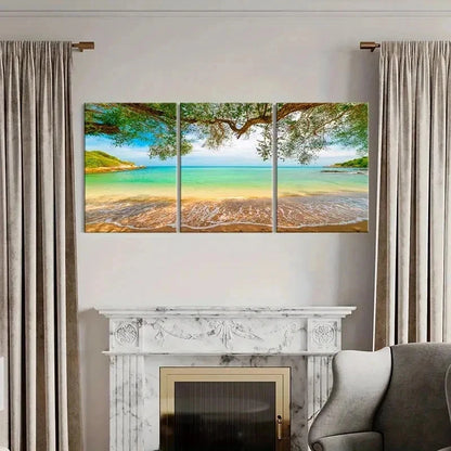 3pcs Sunshine Seaside Beach Sea Landscape Wall Art Set Canvas Framed 50x70cm - High Quality Print 100% Australian Made Wall Canvas Ready to Hang - Bella Home Decor