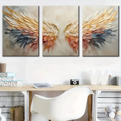 3pcs Fashion Angel Wings Colorful Perfect Wall Art Set Canvas Framed 40x60cm - High Quality Print 100% Australian Made Wall Canvas Ready to Hang - Bella Home Decor