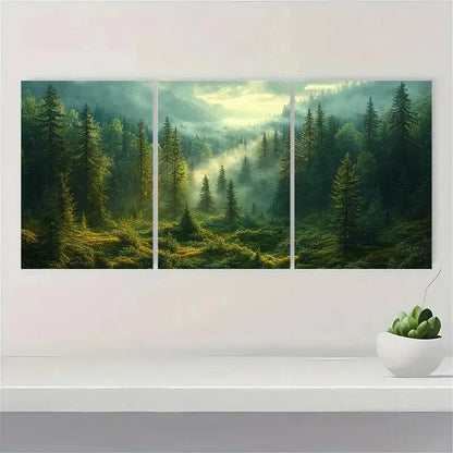 3pcs Moody Black Forest SG   Wall Art Set Canvas Framed 40x60cm - High Quality Print 100% Australian Made Wall Canvas Ready to Hang - Bella Home Decor