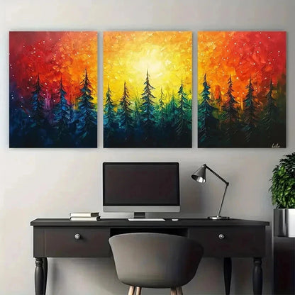 3pcs Colorful Staring Textured Nature Perfect Wall Art Set Canvas Framed 50x70cm - High Quality Print 100% Australian Made Wall Canvas Ready to Hang - Bella Home Decor